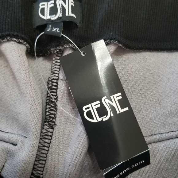 Besne Drawstring Track Jogger Pants W Back Pockets. Black/Gray Women's XL - Picture 5 of 8